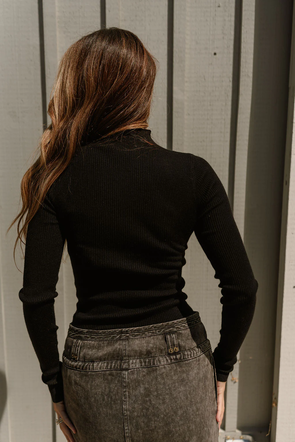 Shannon Black Ribbed Mock Neck Top - Image 6