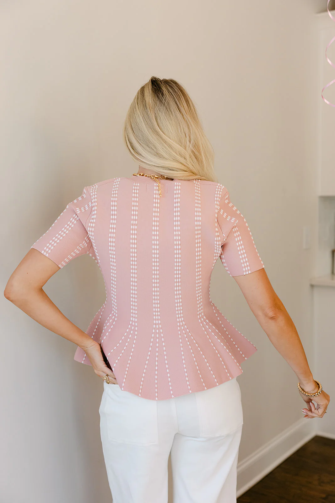 Shelby Pink & White Flare Top - Image 11