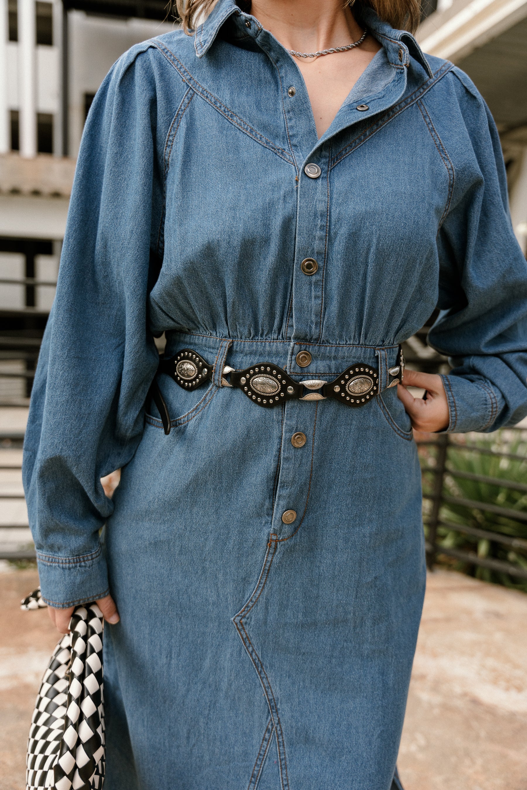 Shelly Black & Silver Western Belt