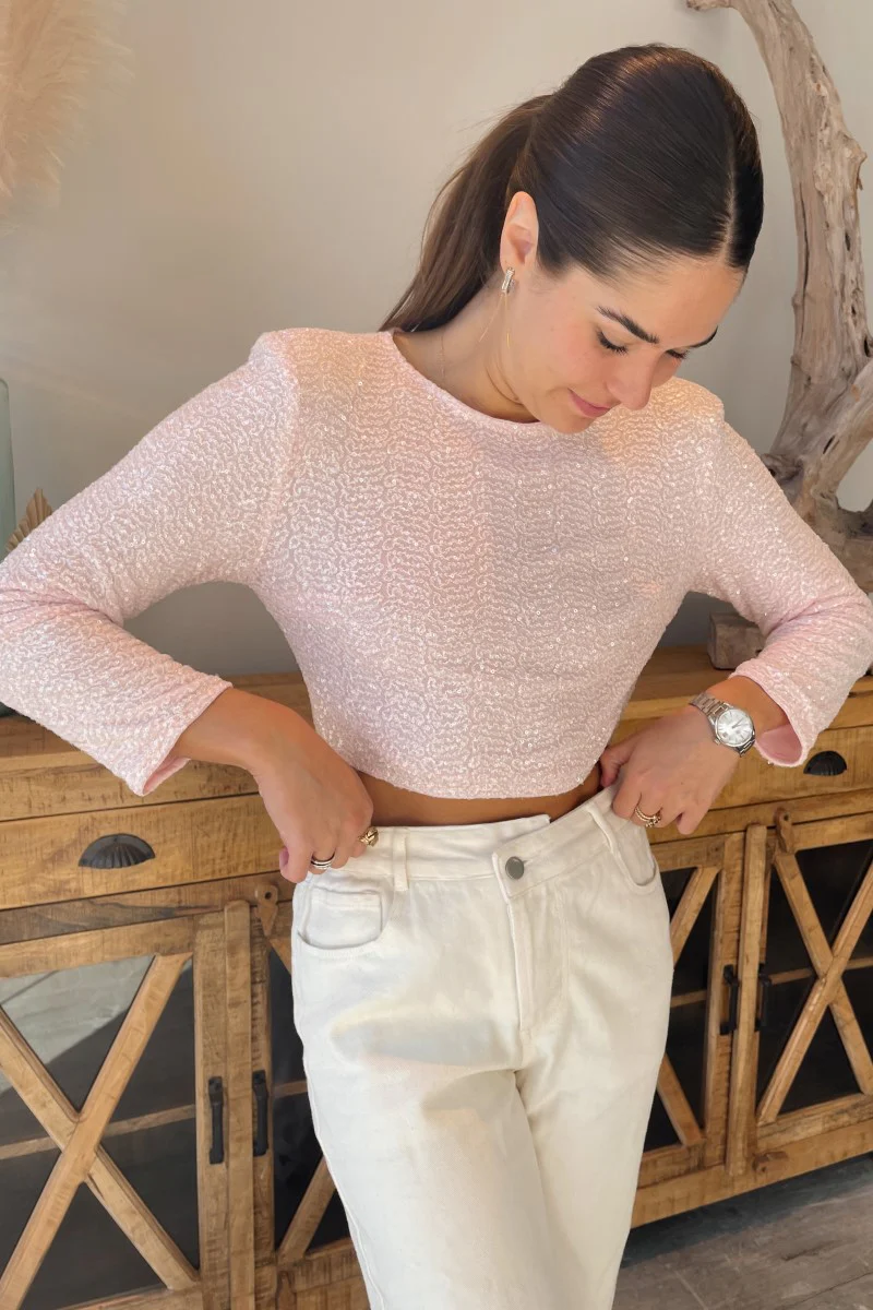 Shine On Sequin Top in Pink - Image 3