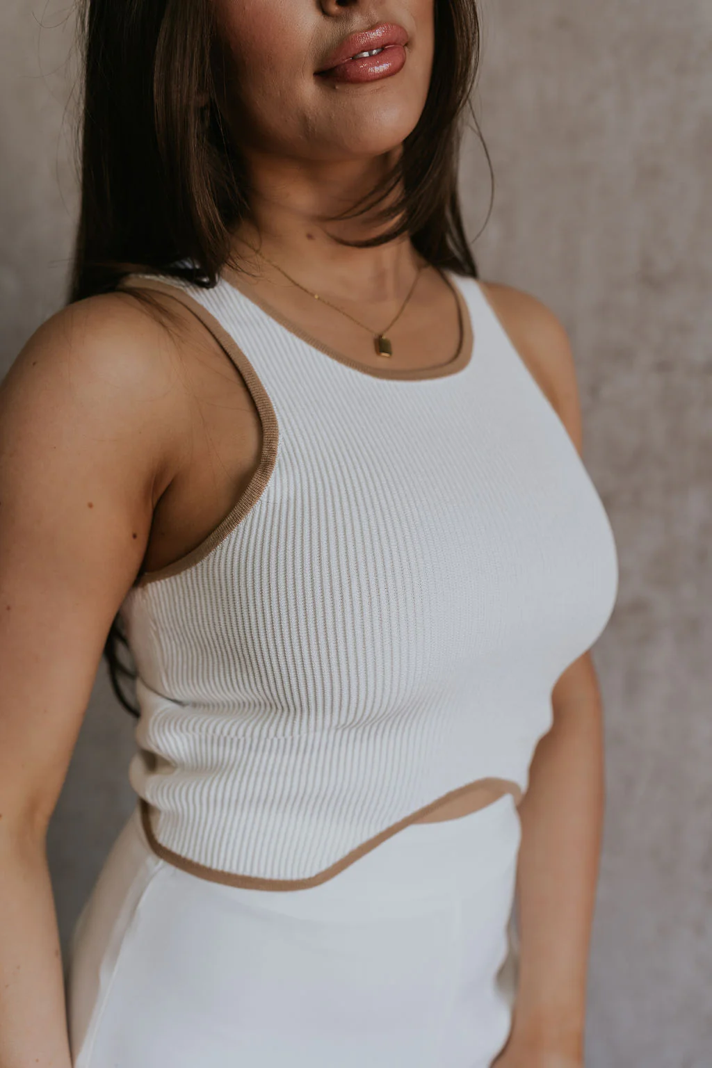 Sienna Off White & Tan Sleeveless Tank - Image 7