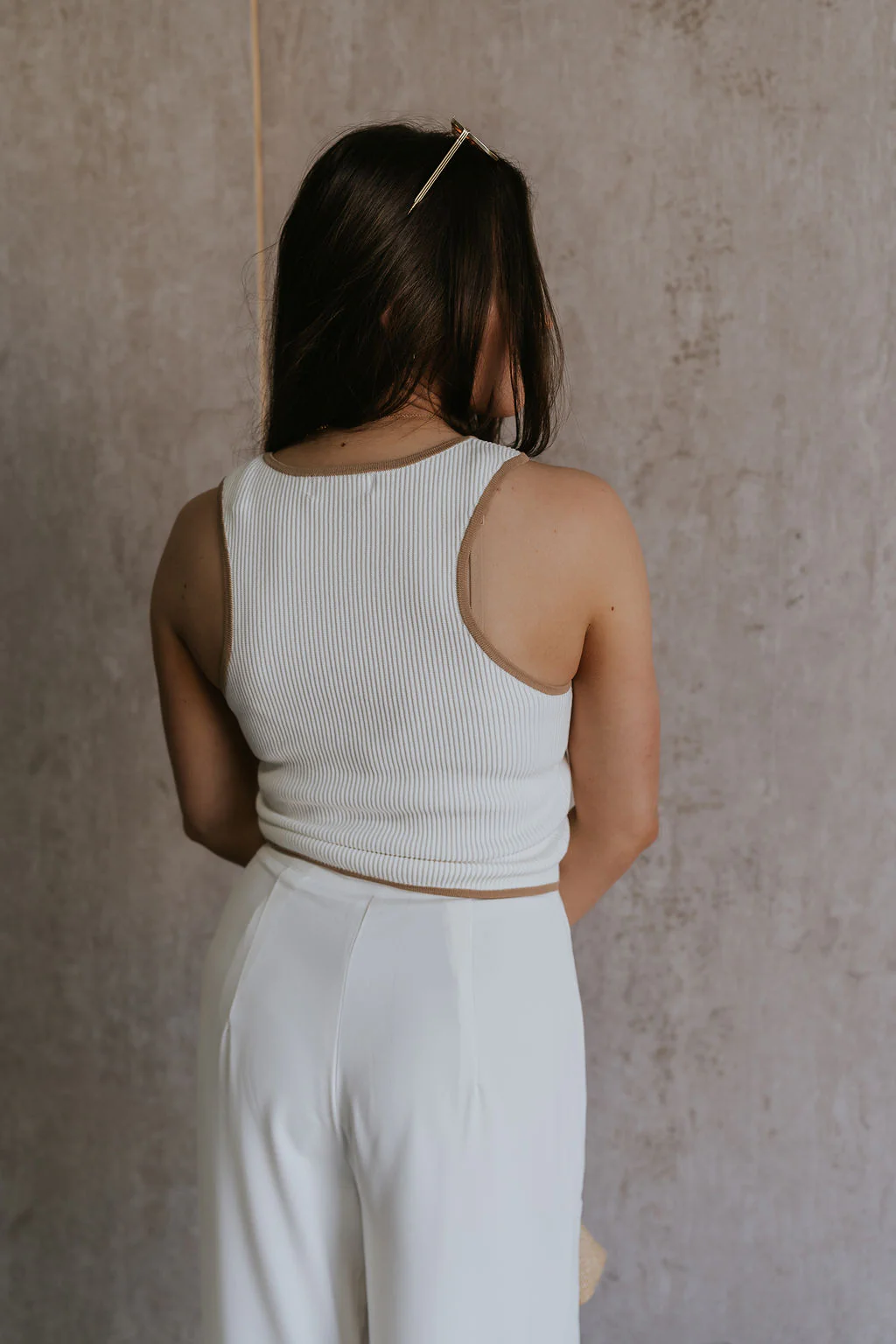 Sienna Off White & Tan Sleeveless Tank - Image 8