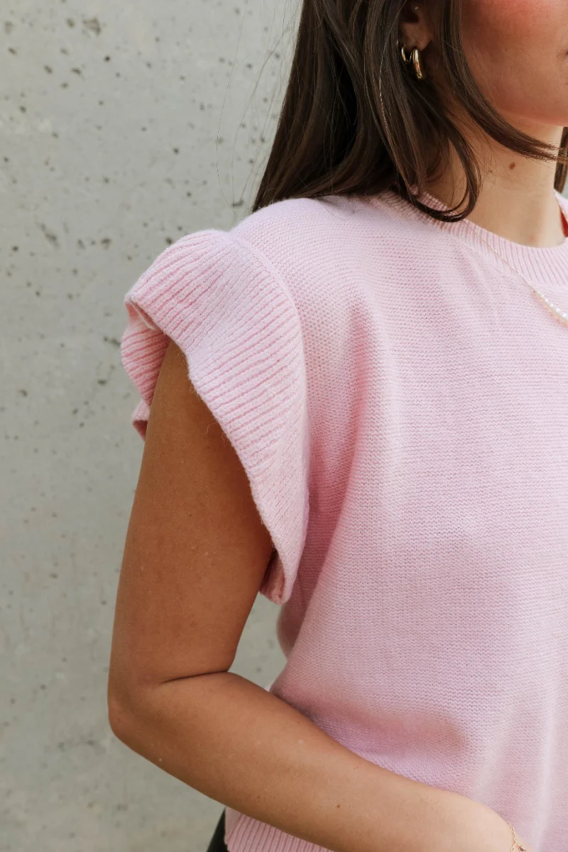 Sierra Baby Pink Knit Ruffle Sweater - Image 3