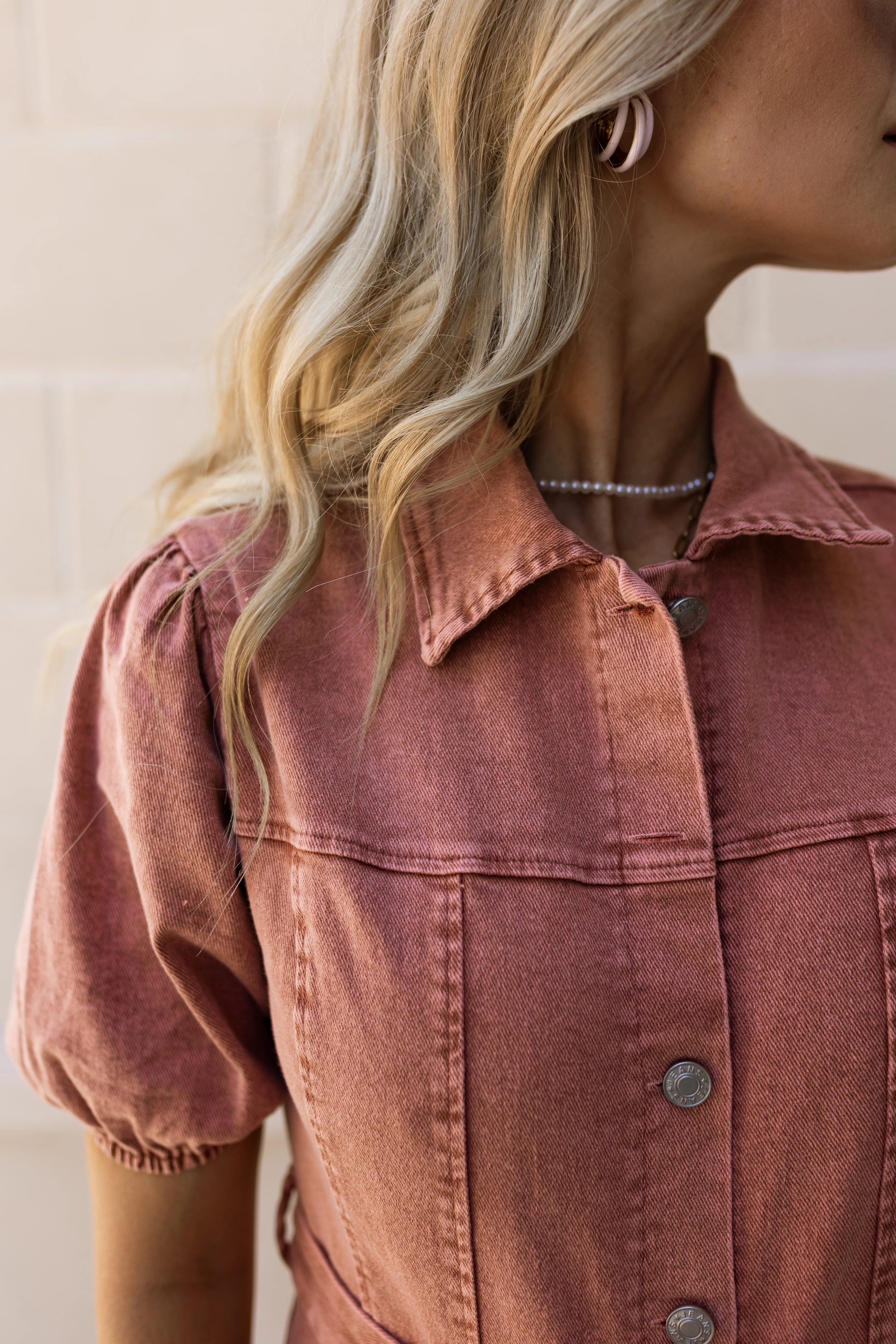 Sierra Pink Denim Short Sleeve Dress - Image 2