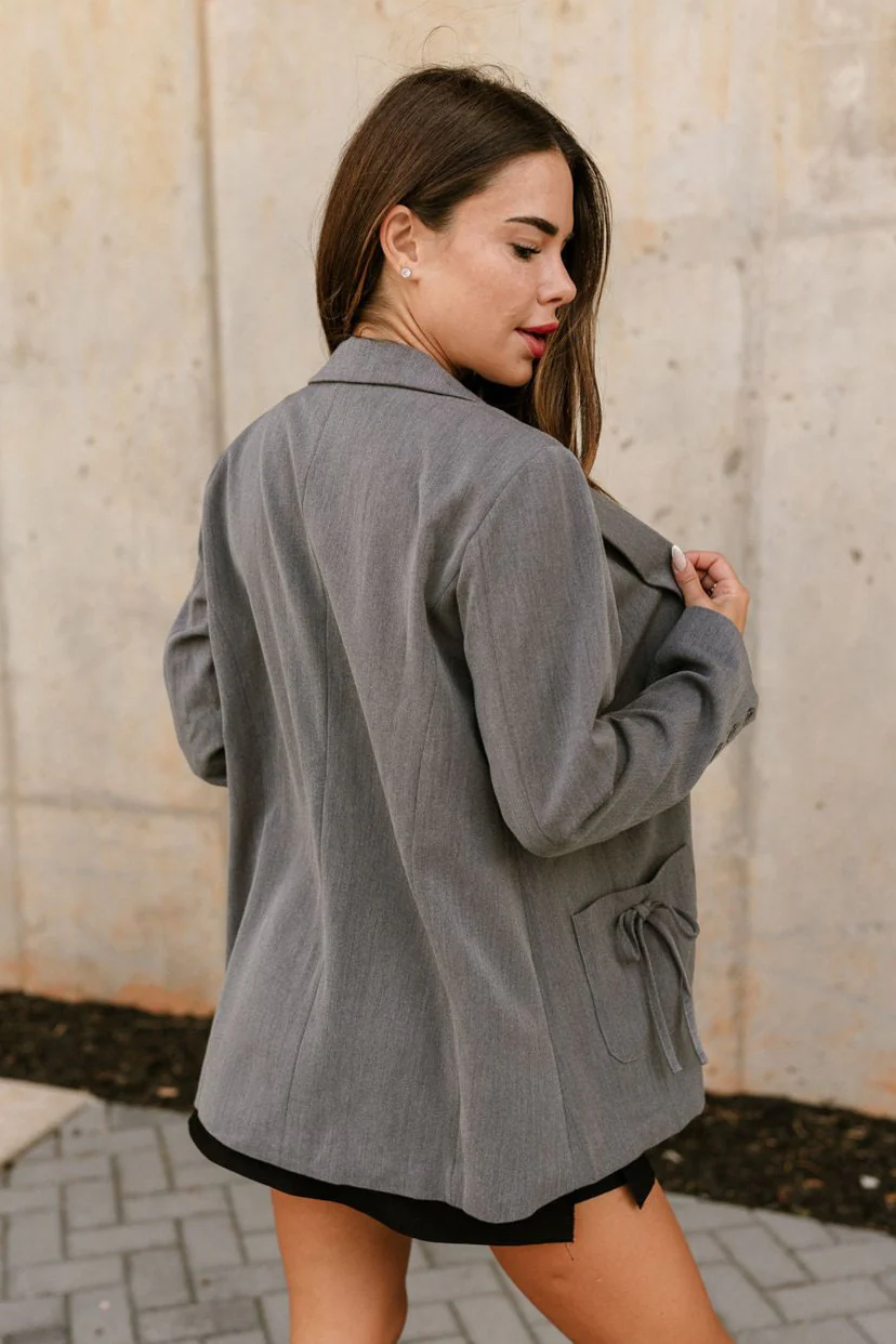Valeria Dark Grey Tie Blazer - Image 9
