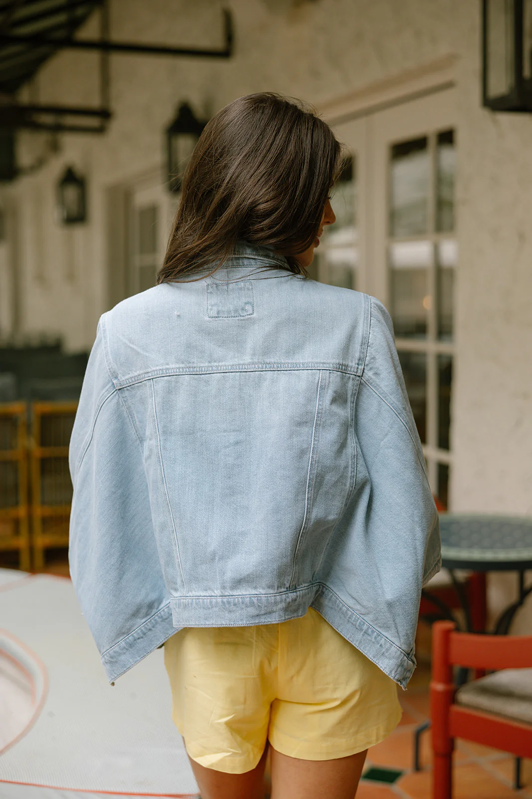 Skye Light Wash Denim Cape Jacket - Image 6