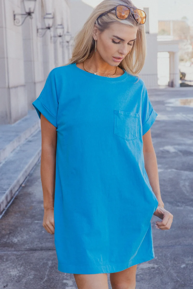 Skylar Blue Short Sleeve Mini Dress - Image 3