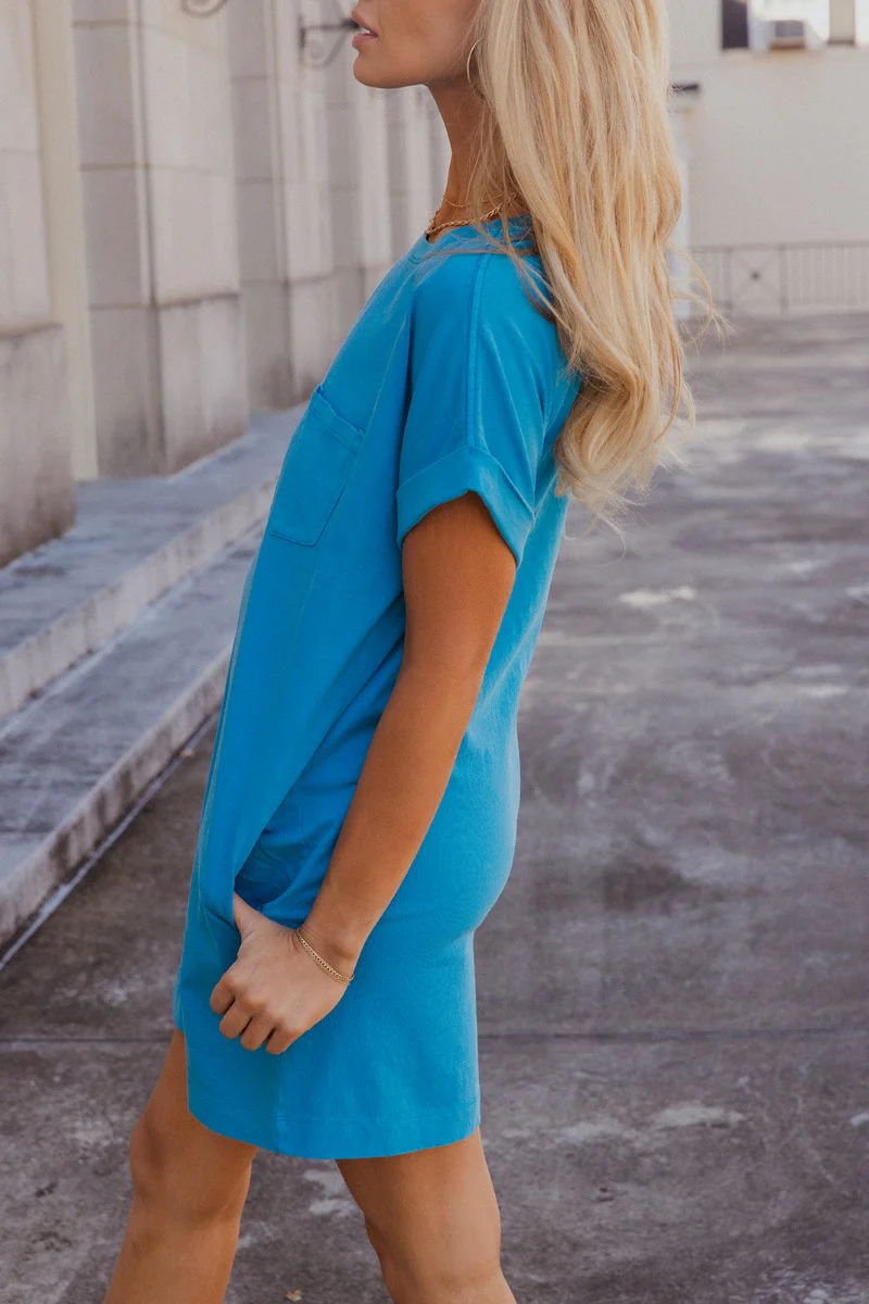Skylar Blue Short Sleeve Mini Dress - Image 4