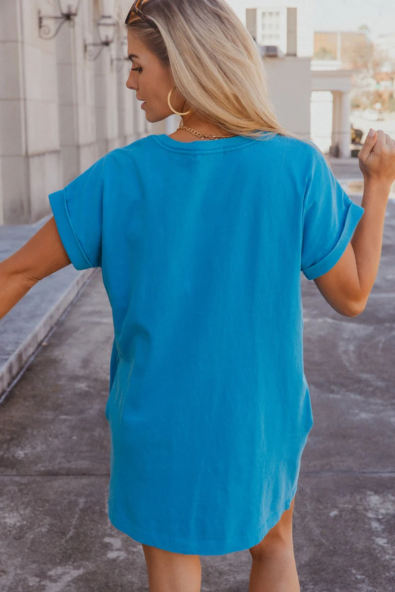Skylar Blue Short Sleeve Mini Dress - Image 7