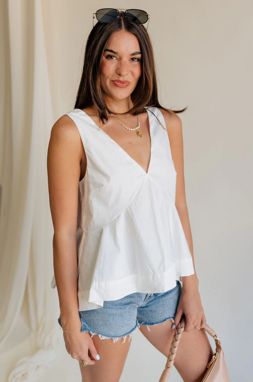 Skylar Off White Peplum Tank - Image 5