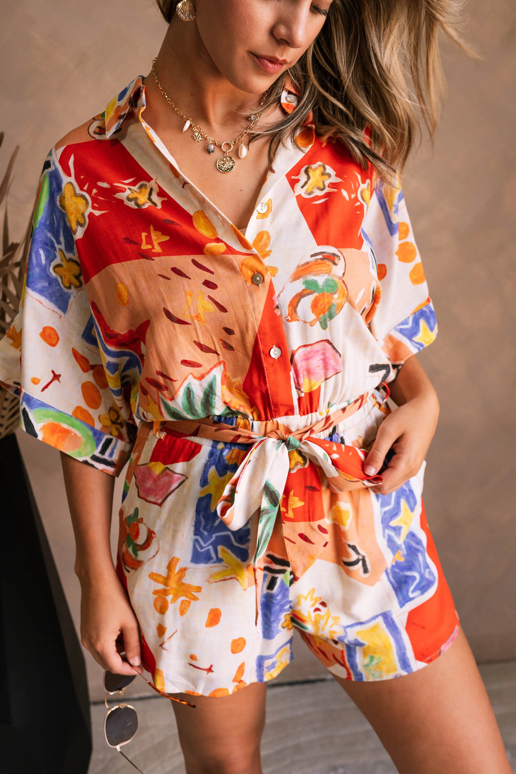 Skyler Resort Multi Tie Waist Romper - Image 2