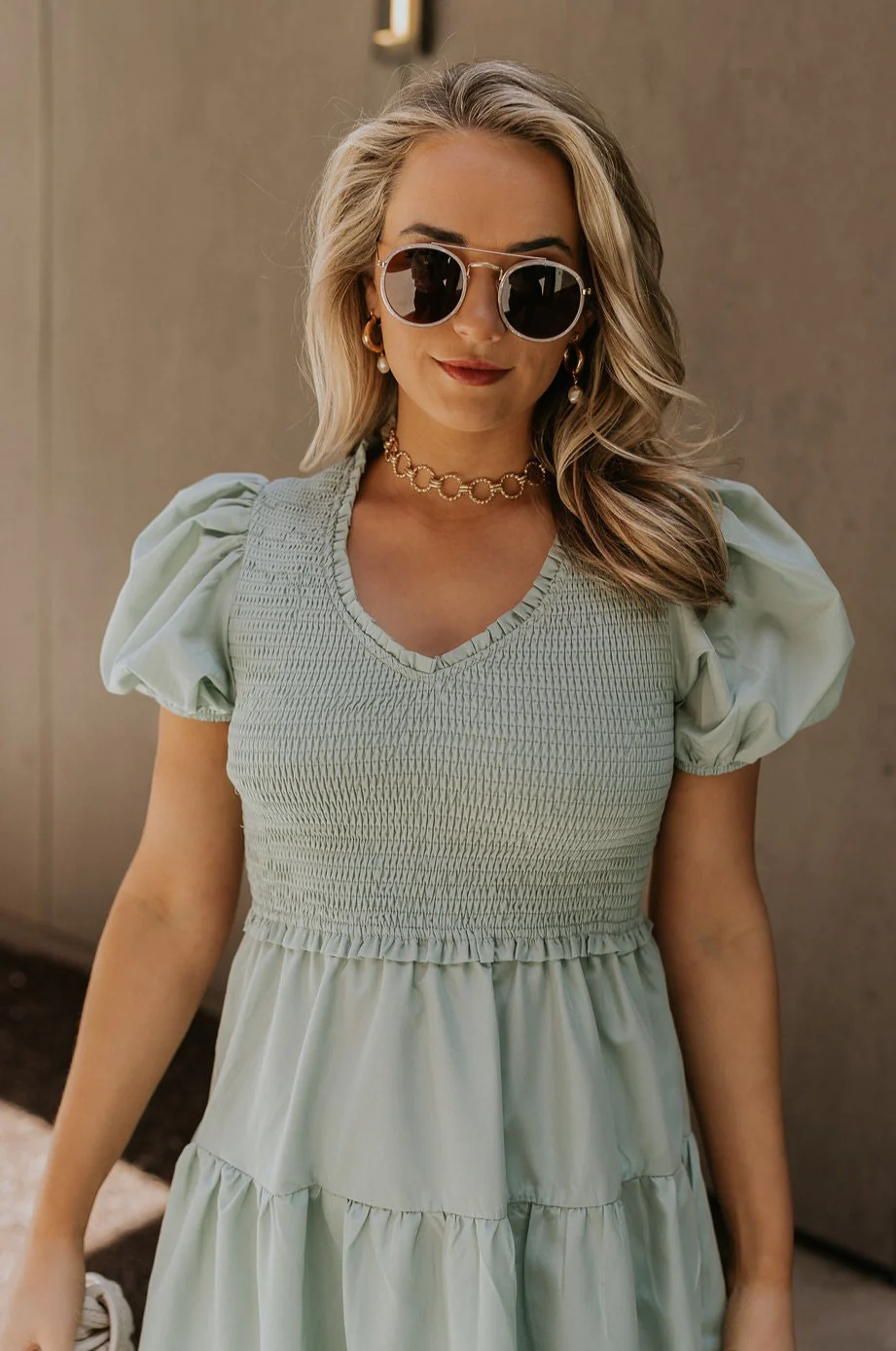 Sloan Sage Puff Sleeve Midi Dress - Image 4