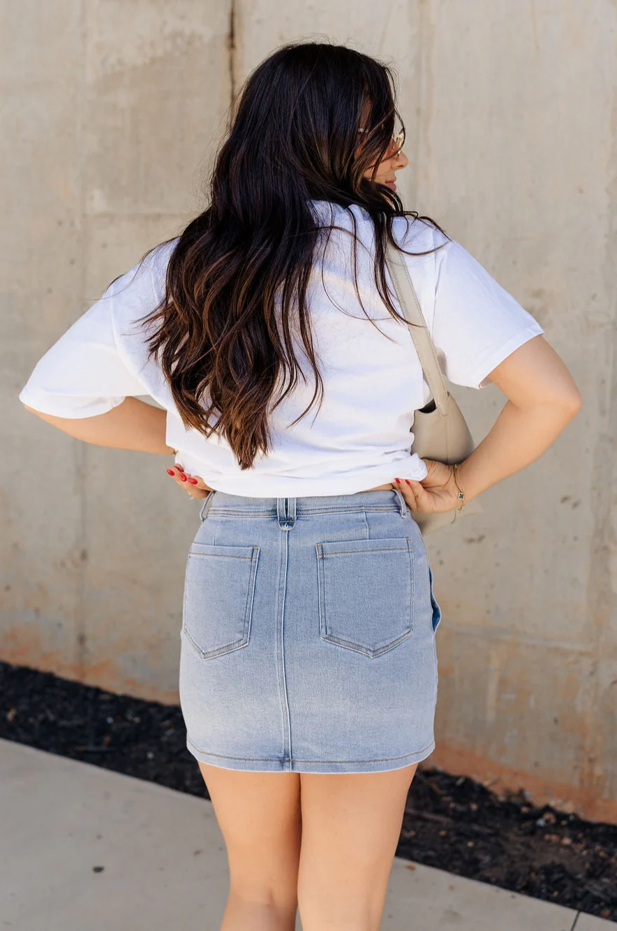 Sloane Light Denim Wash Skirt - Image 7