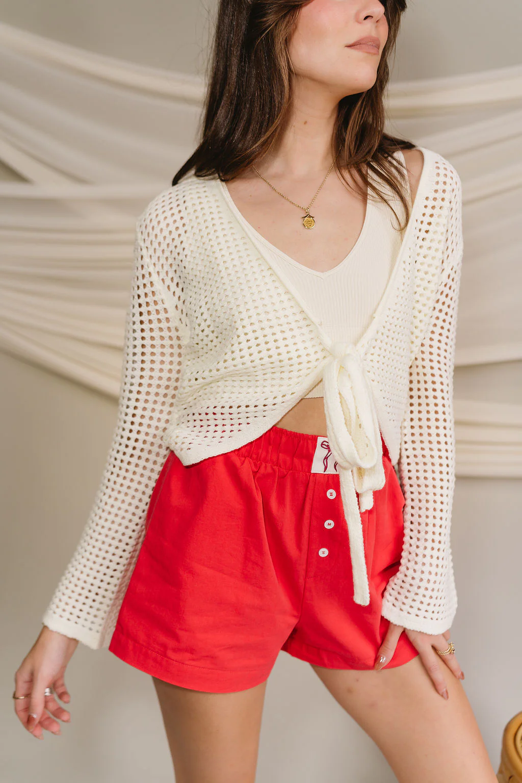 Sloane Off White Knit Tie Top - Image 3