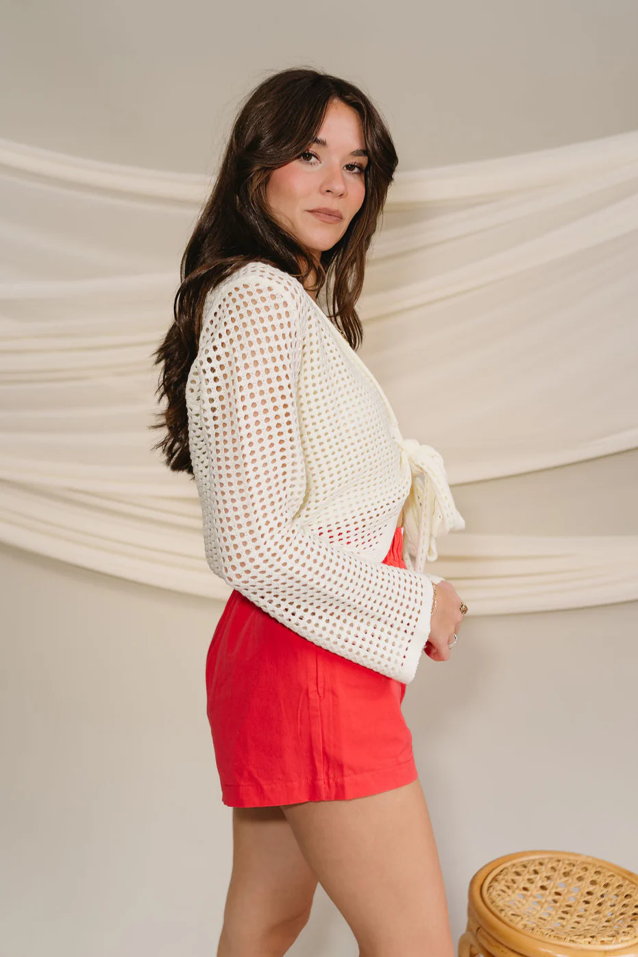 Sloane Off White Knit Tie Top - Image 4