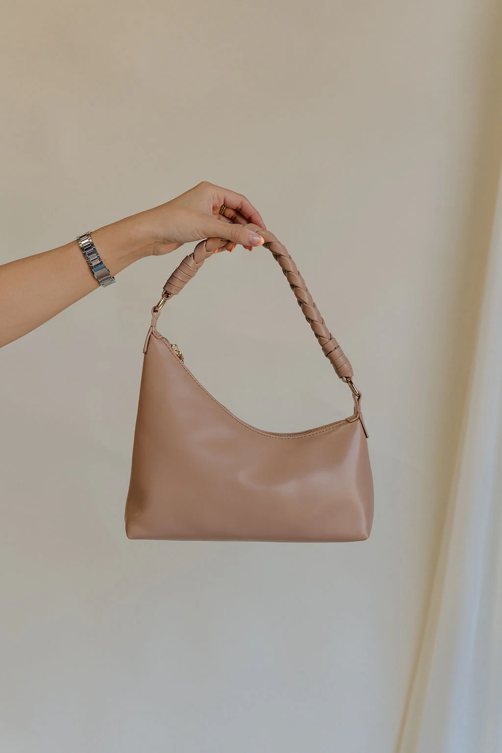 Sloane Sand Leather Braided Strap Purse - Image 11