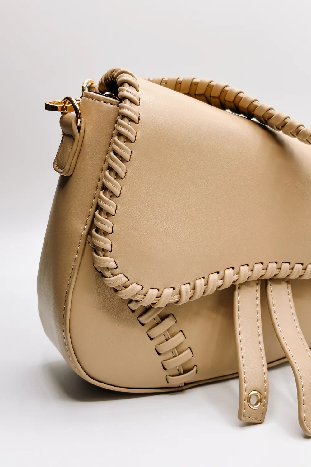 Sloane Sand Leather Braided Strap Purse - Image 2