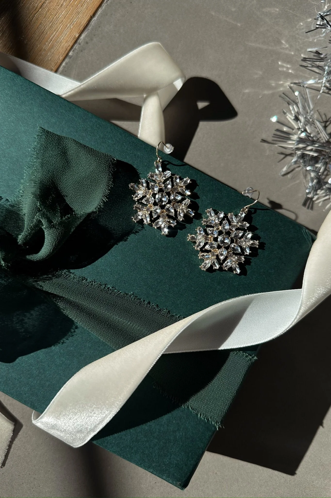 Snowflake Rhinestone Dangle Earrings