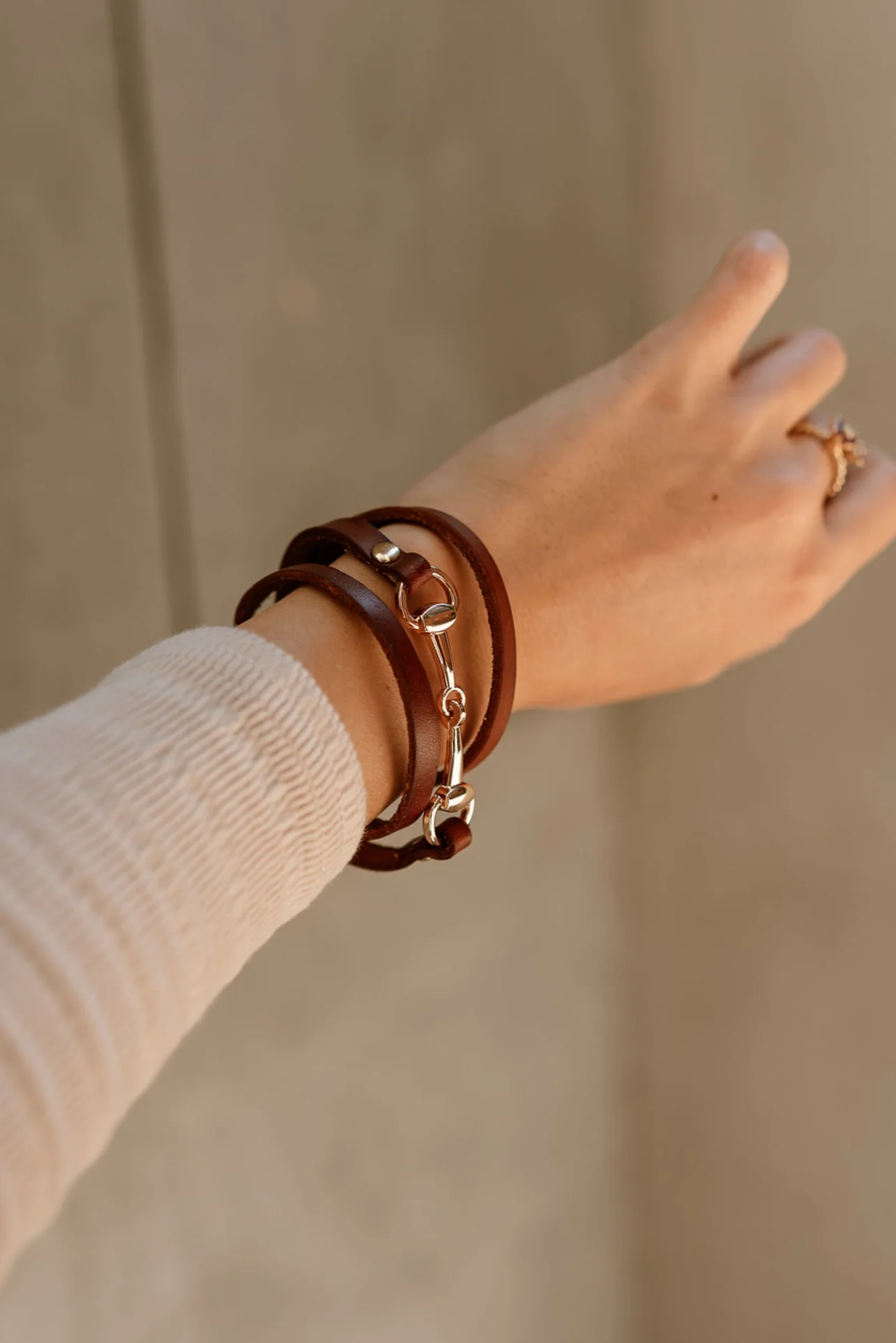 Sofia Brown Leather Layered Bracelet