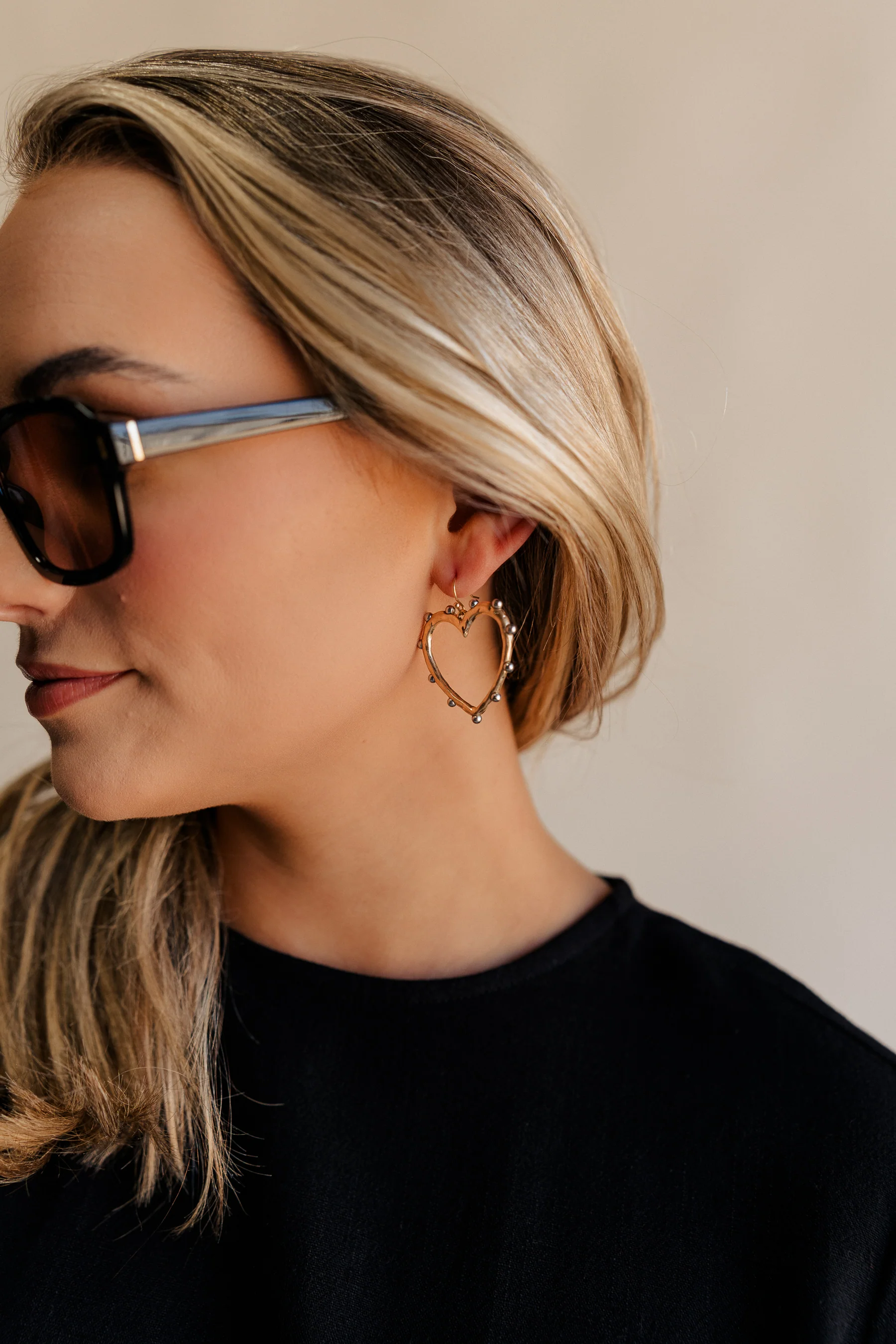 Sofia Gold & Silver Heart Dangle Earring