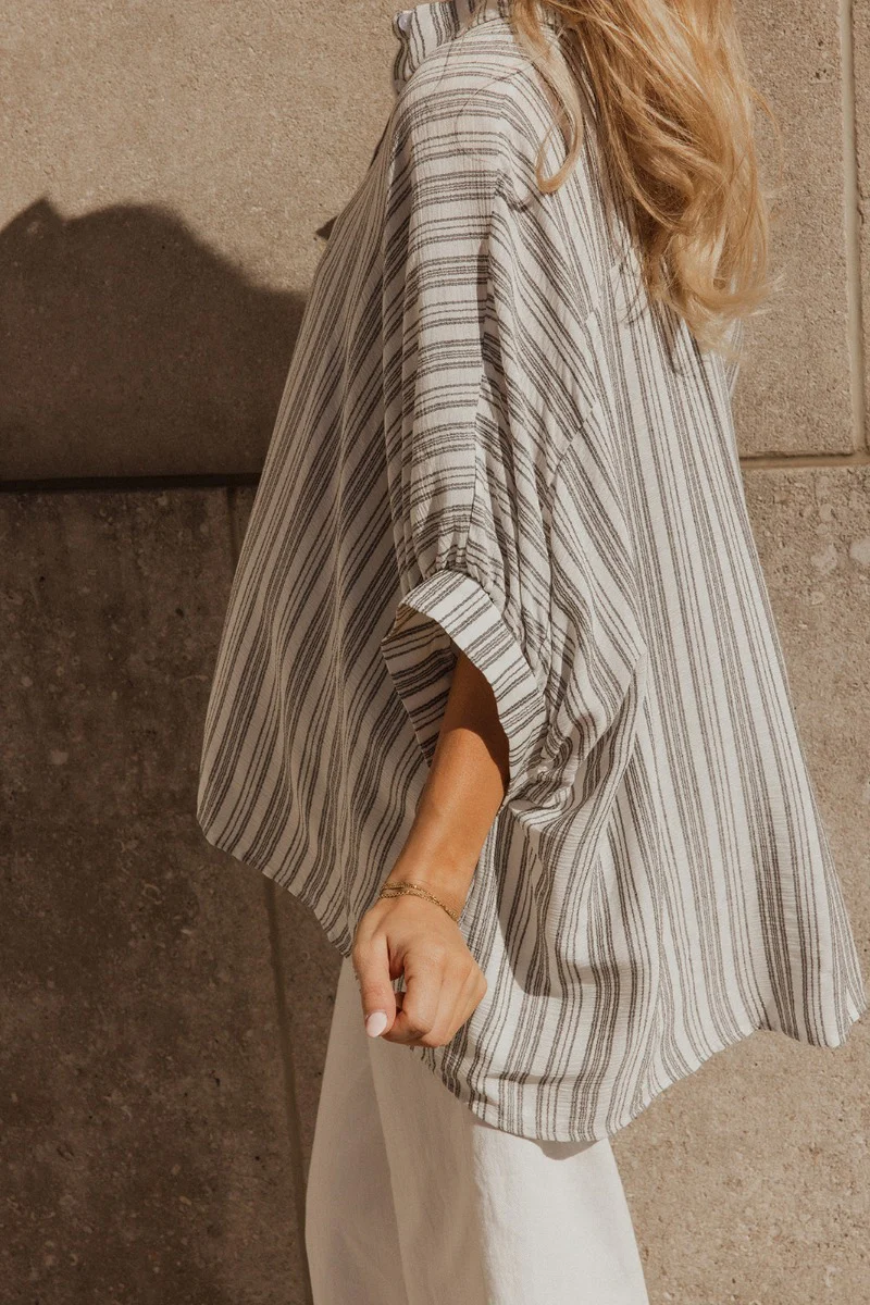 Sofia White & Black Striped Short Sleeve Top - Image 4