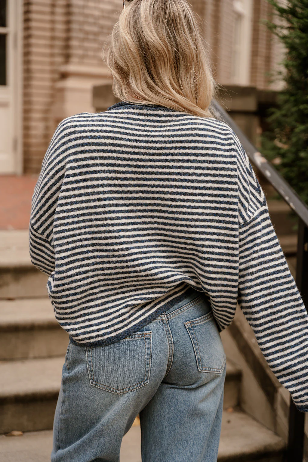 Solana Blue & Cream Stripe Knit Cardigan - Image 4