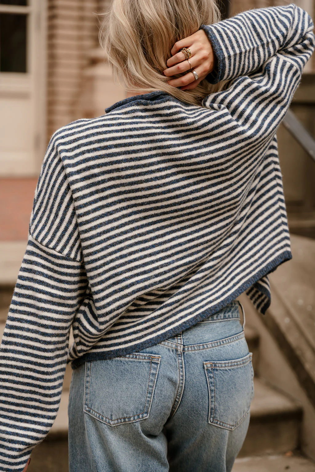 Solana Blue & Cream Stripe Knit Cardigan - Image 5