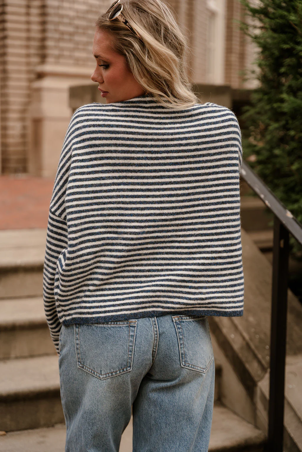Solana Blue & Cream Stripe Knit Cardigan - Image 6