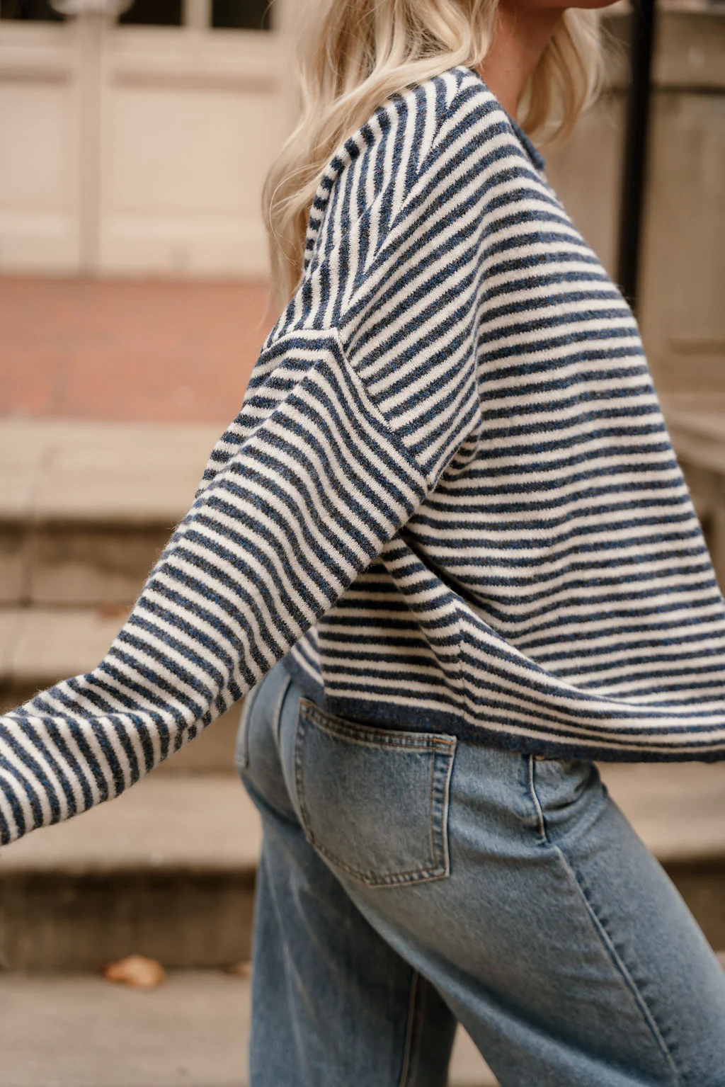 Solana Blue & Cream Stripe Knit Cardigan - Image 7