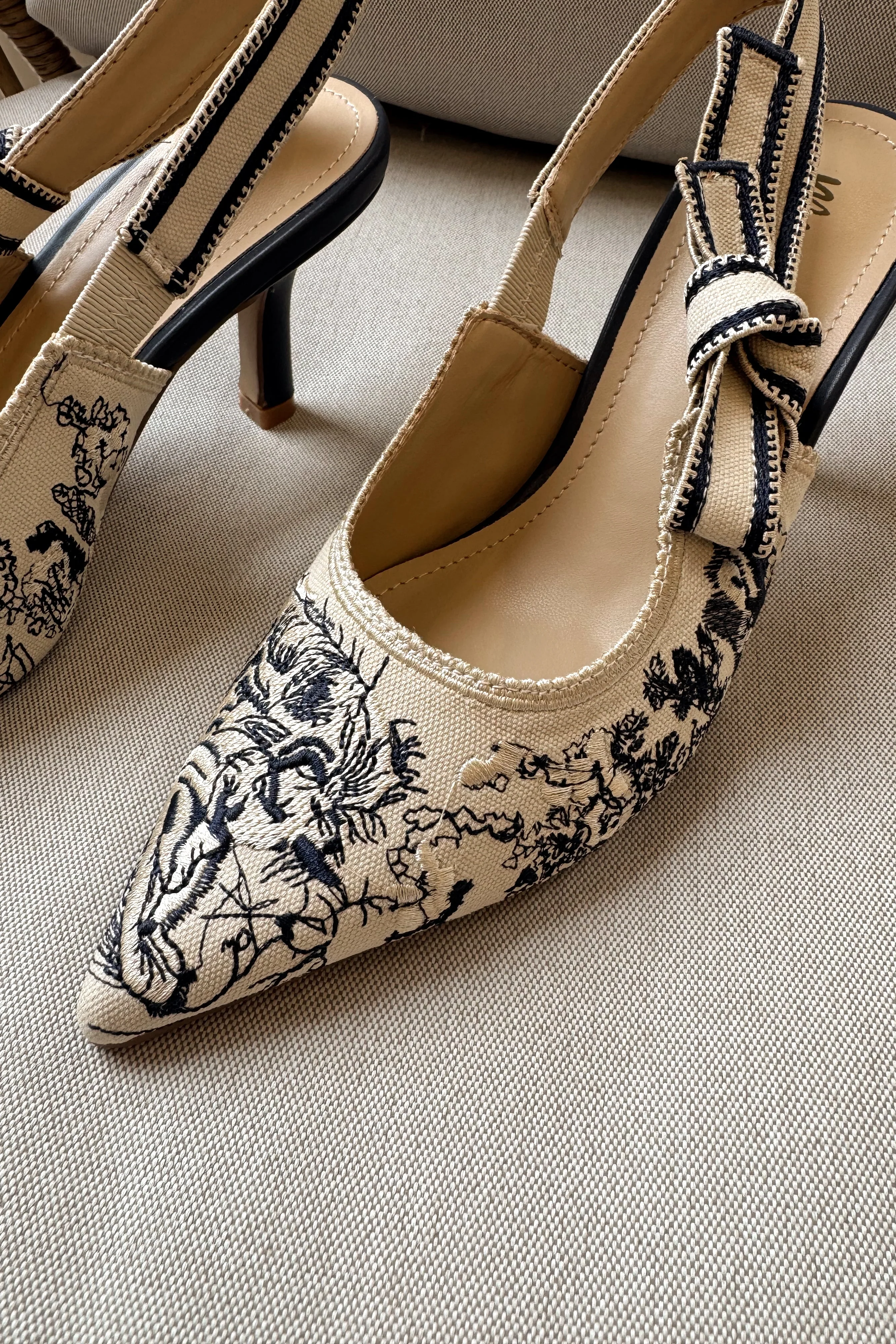 Solana Blue & Ivory Slingback Tie Heel - Image 2