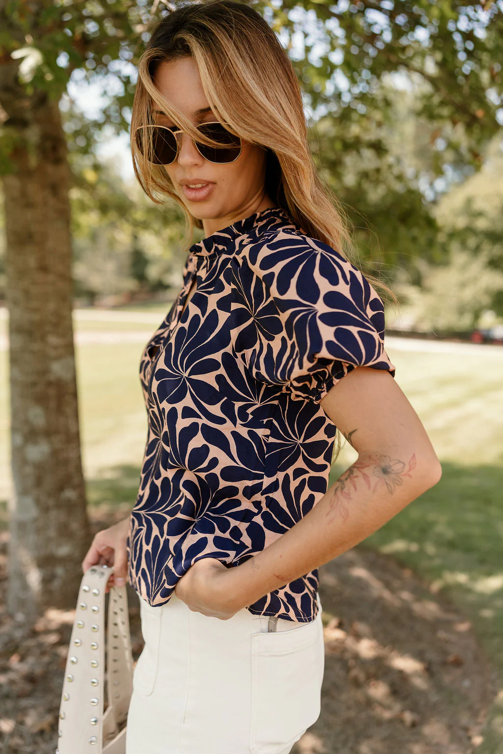 Sophia Navy & Clay Floral Top - Image 6