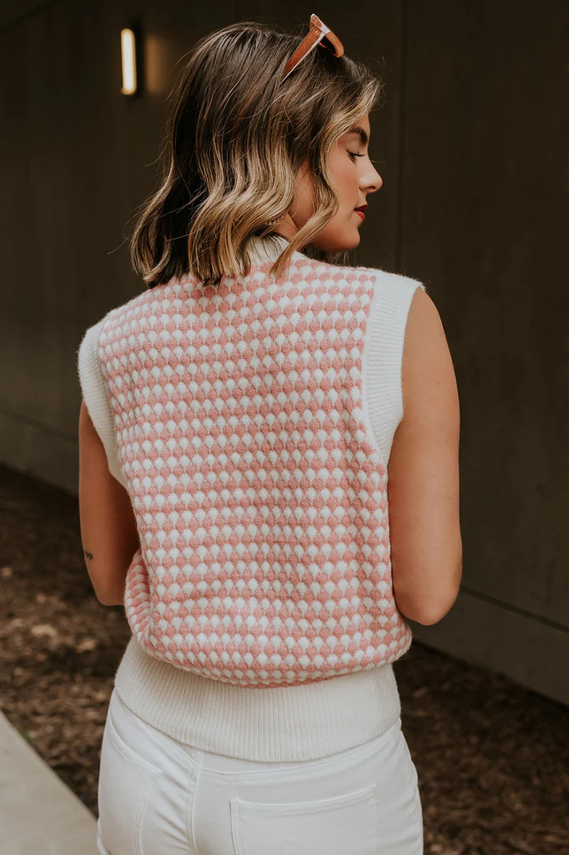 Sophia Pink & White Sleeveless Sweater - Image 8