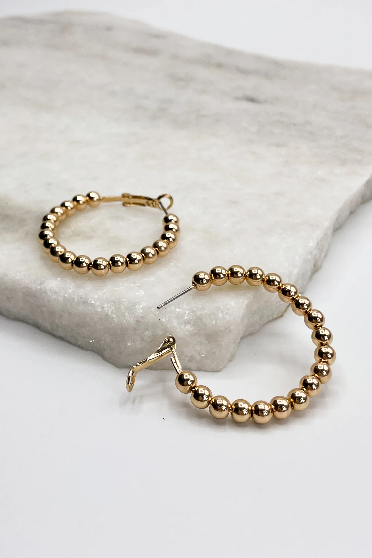 Sophie Gold Beaded Hoops - Image 2