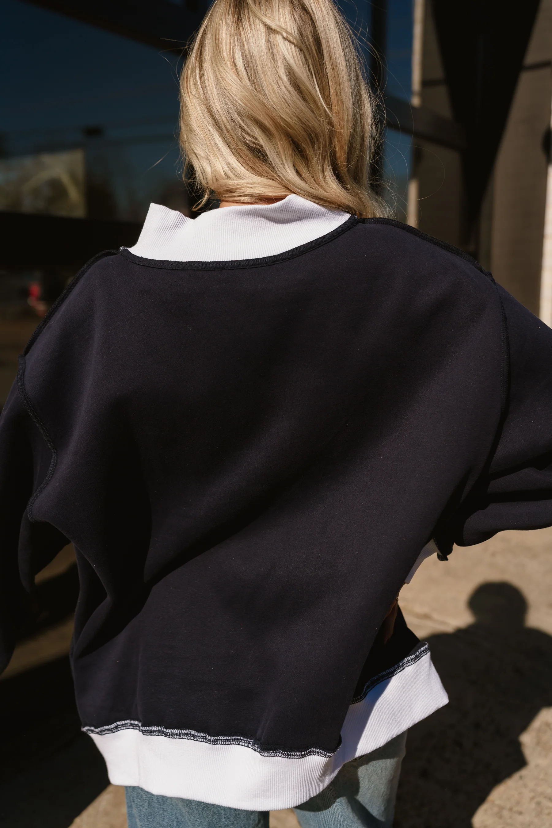 Southern Navy Blue & White Mock Neck Sweatshirt - Image 10