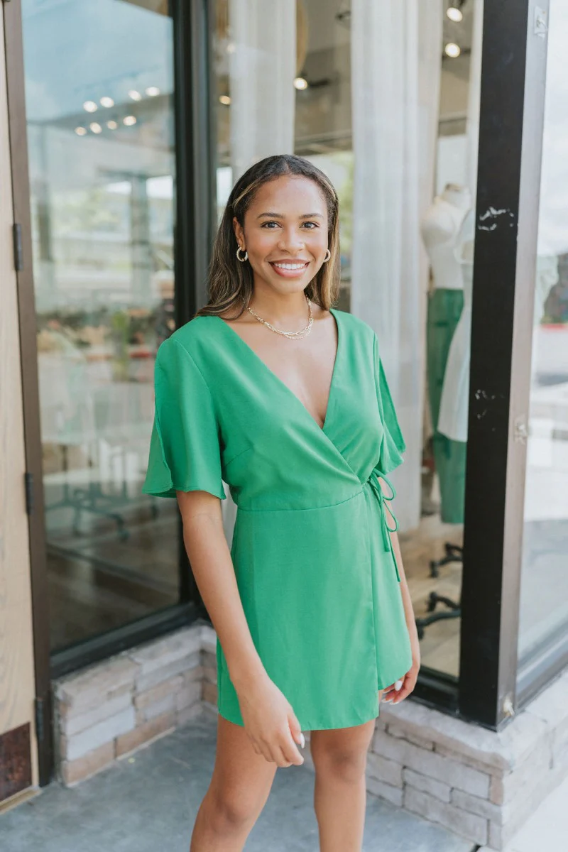 Speechless Romper In Green - Image 2