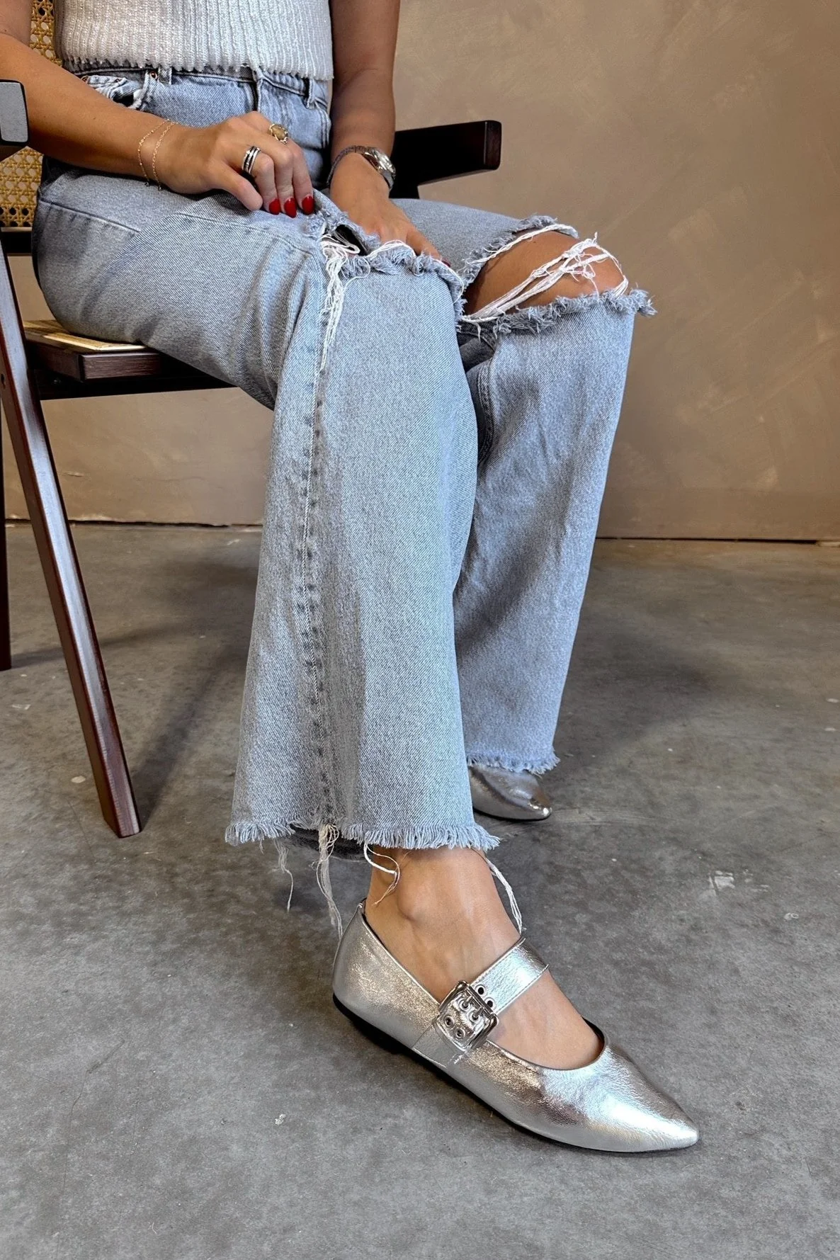 BC Footwear by Seychelles Spinning Around Silver Metallic Ballet Flats