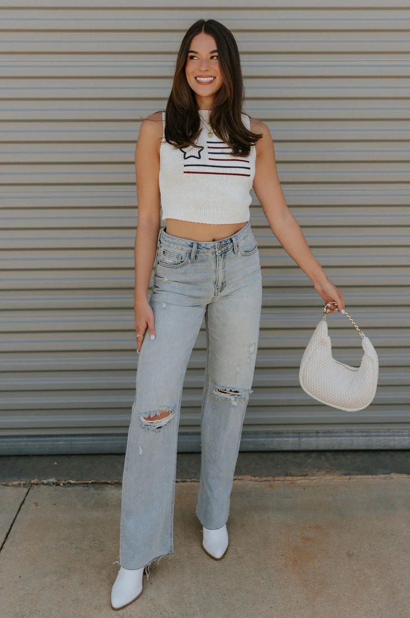 Star American Flag Cream Knit Tank - Image 7