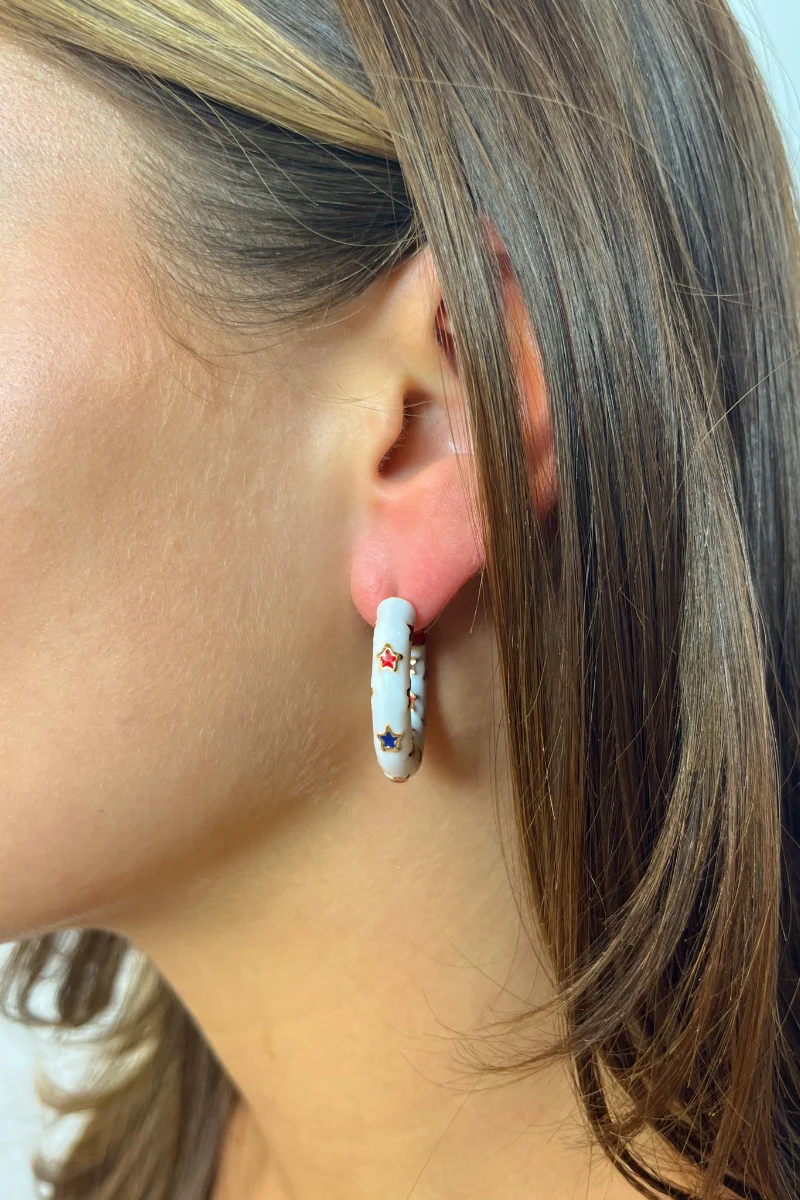 Star Gazing Earrings in White - Image 2