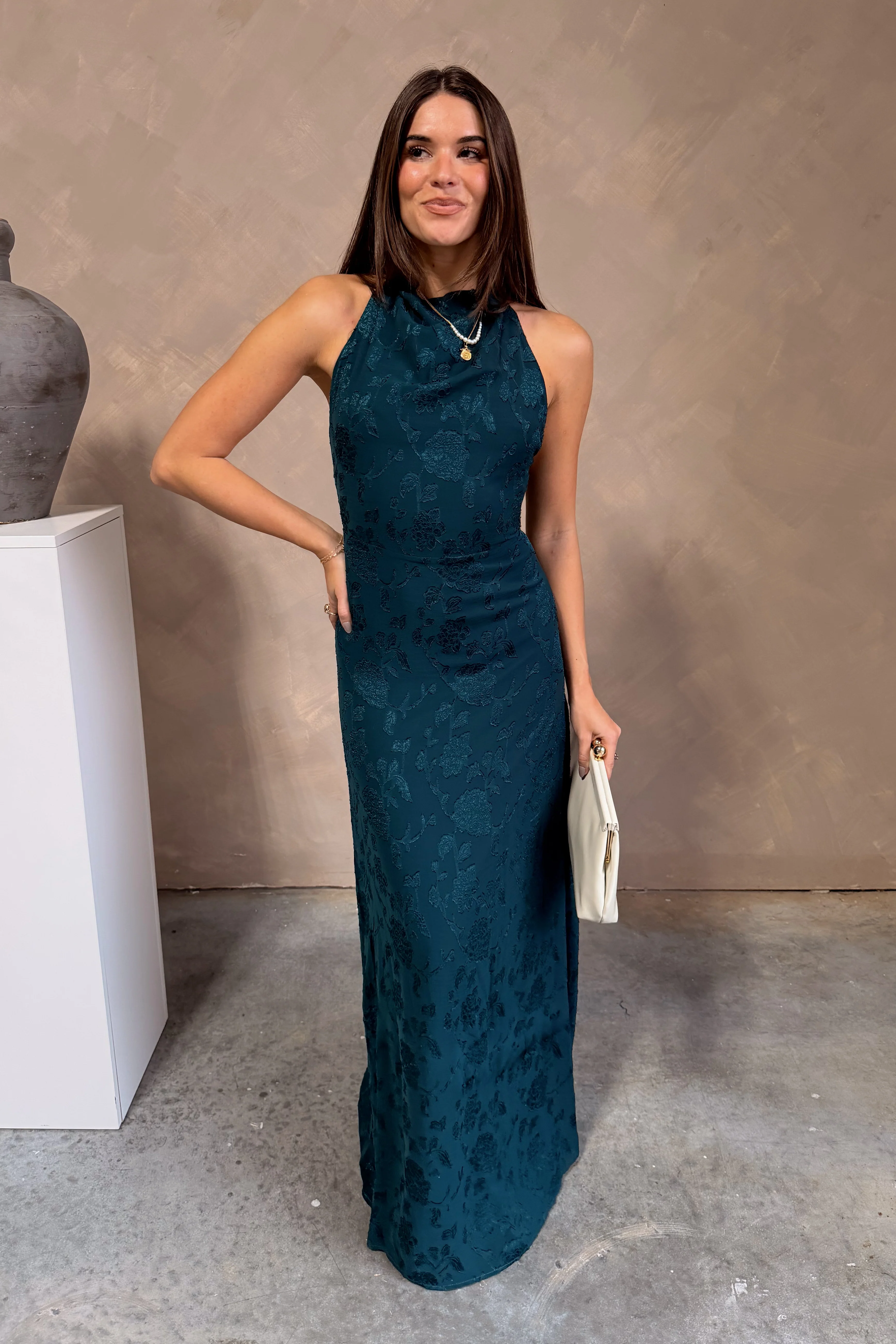Steffie Green Floral Halter Maxi Dress - Image 2