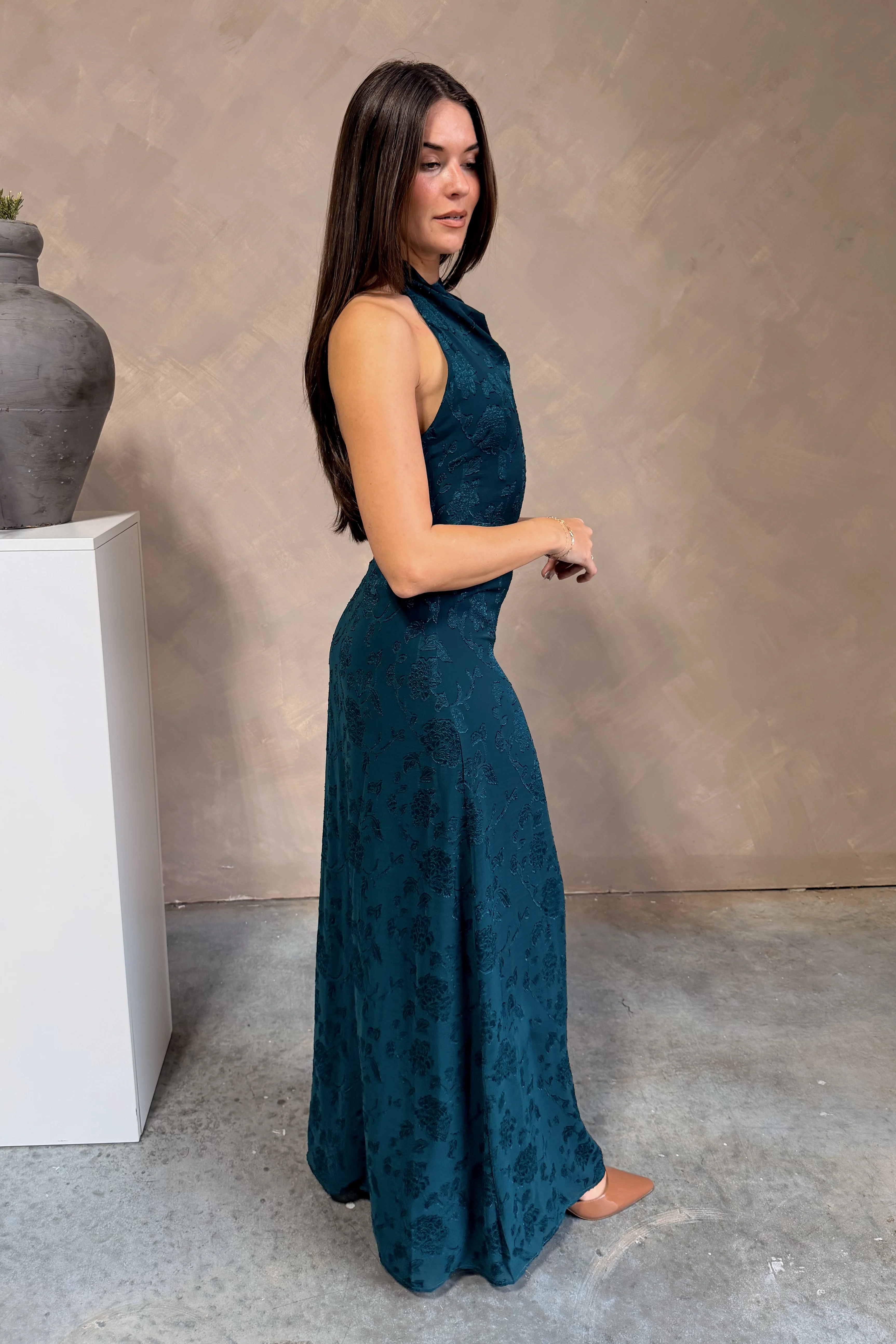 Steffie Green Floral Halter Maxi Dress - Image 5