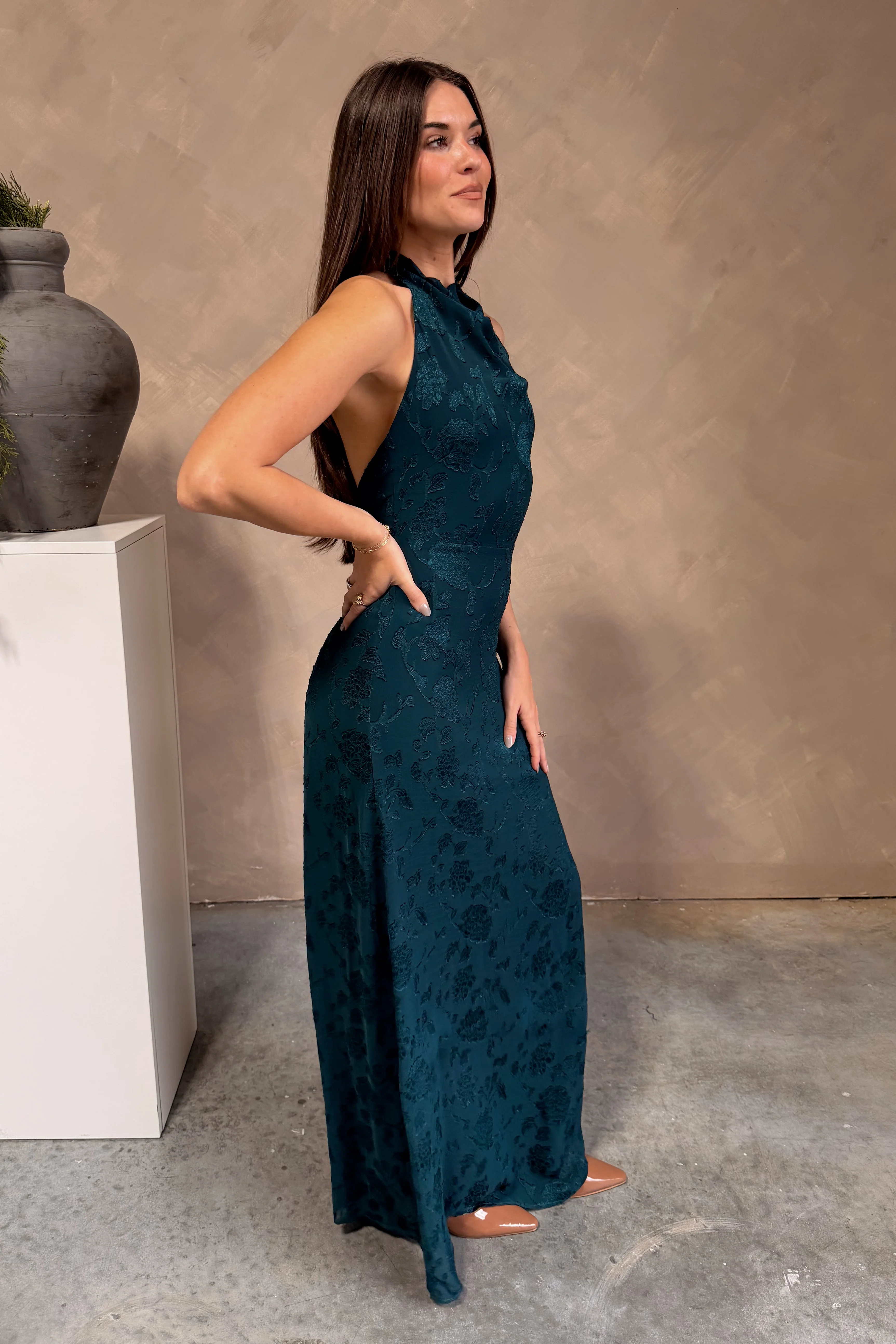 Steffie Green Floral Halter Maxi Dress - Image 6