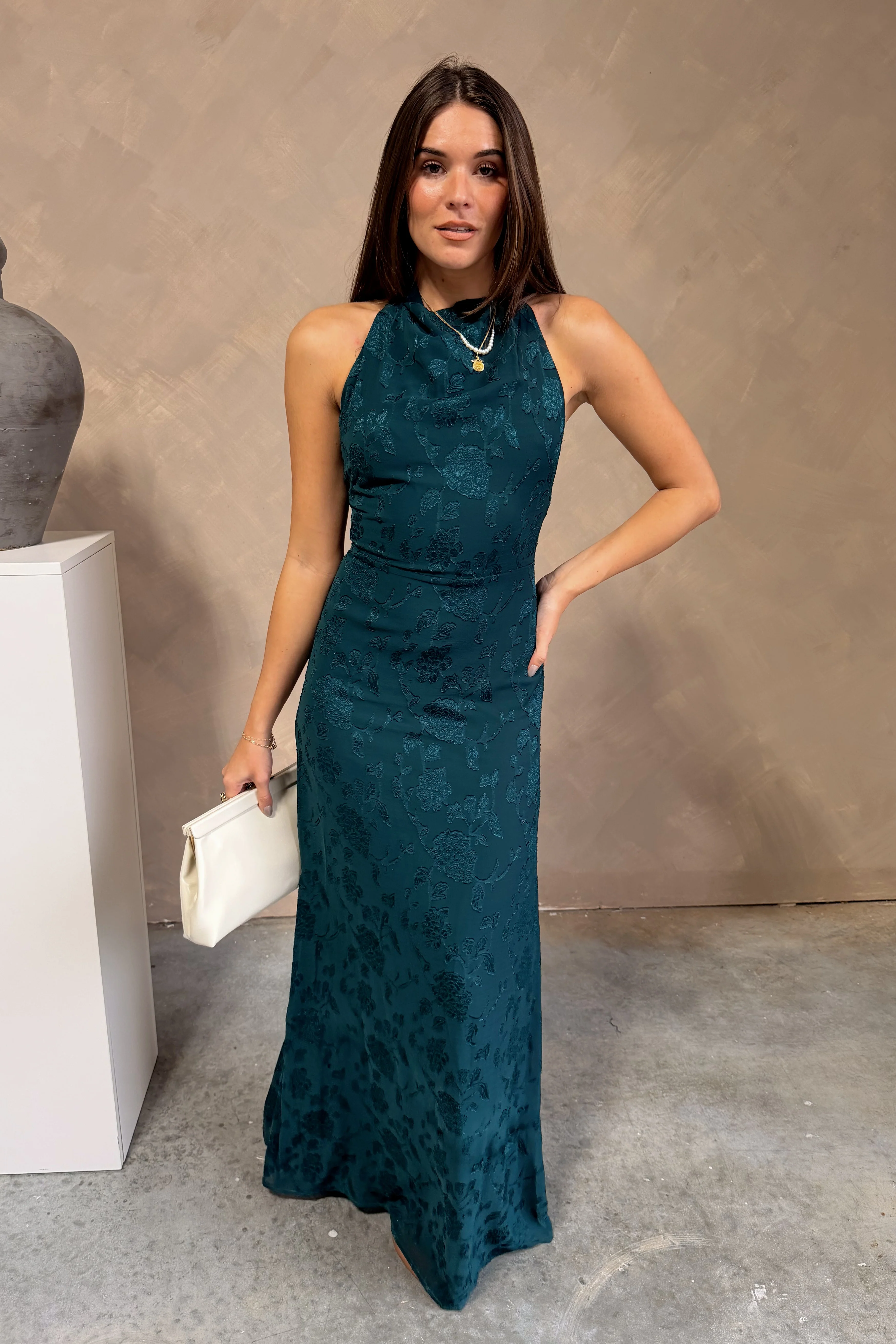 Steffie Green Floral Halter Maxi Dress - Image 7