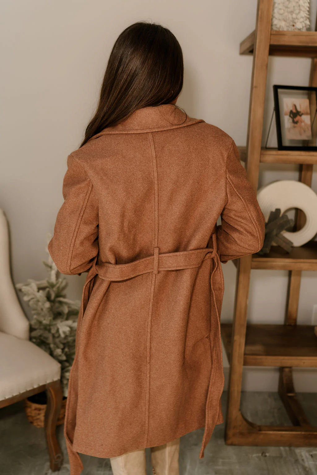 Stella Camel Brown Tie Waist Coat - Image 12