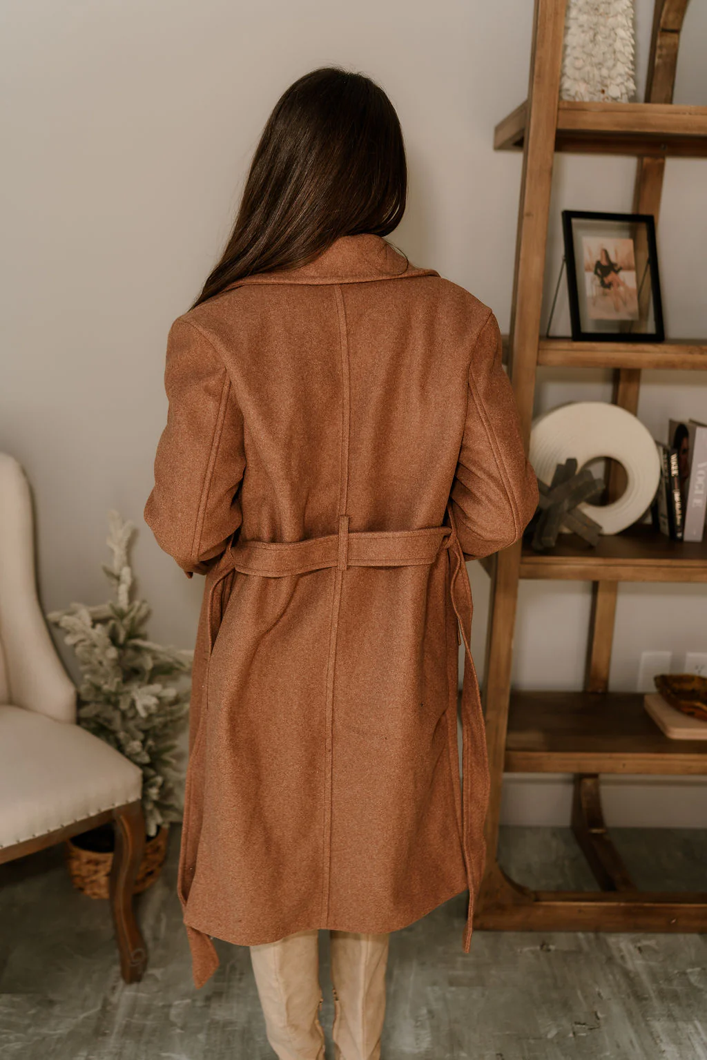 Stella Camel Brown Tie Waist Coat - Image 4