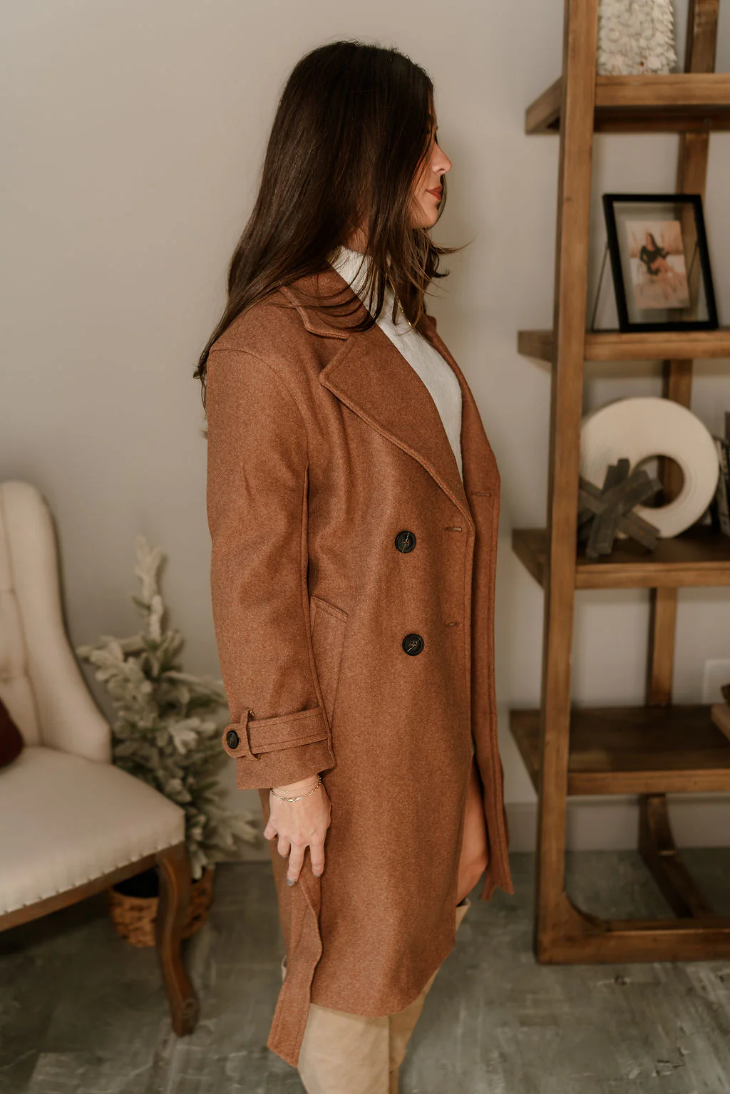 Stella Camel Brown Tie Waist Coat - Image 9