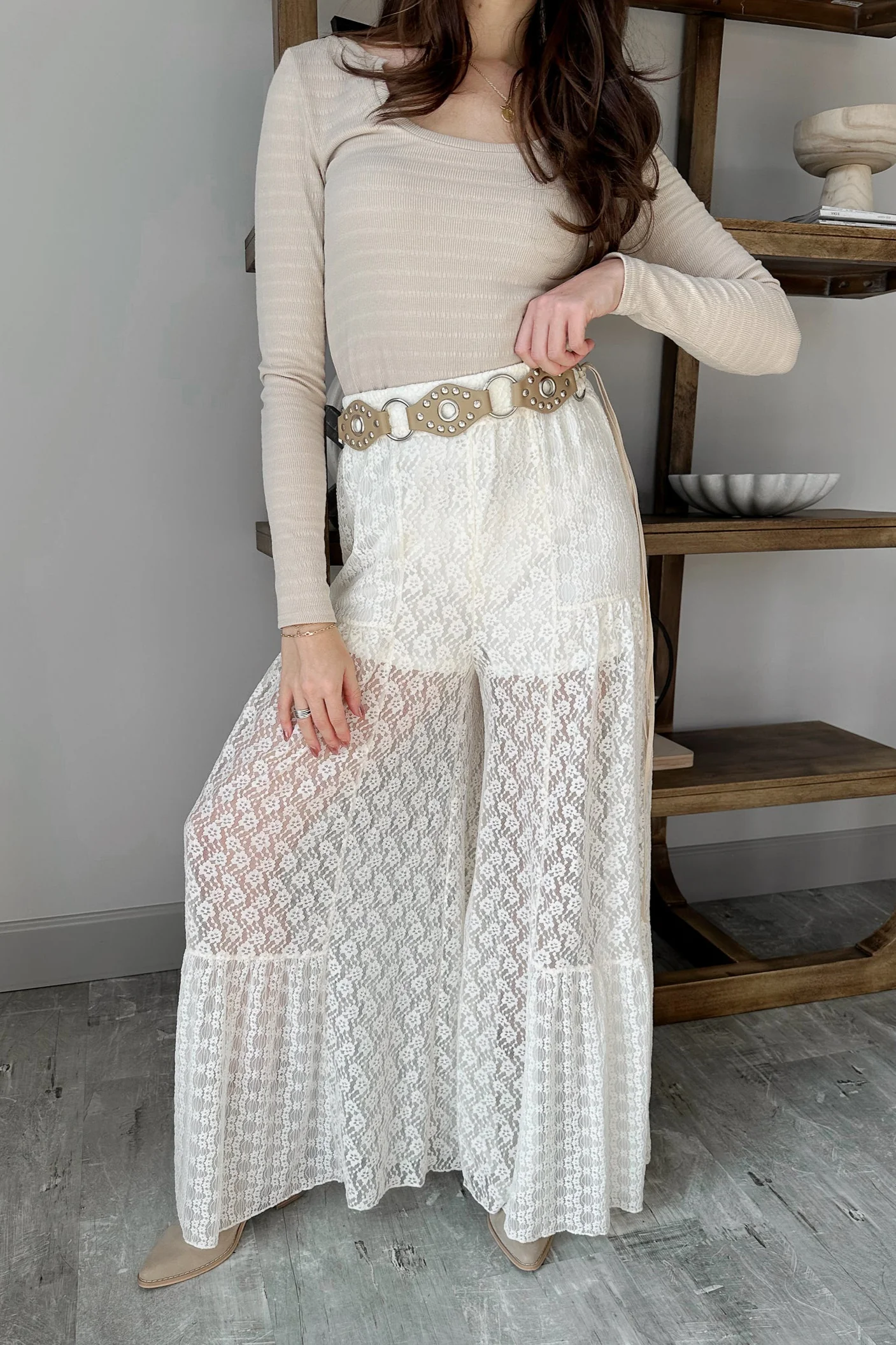 Stella Cream Lace Wide Leg Pant - Image 2