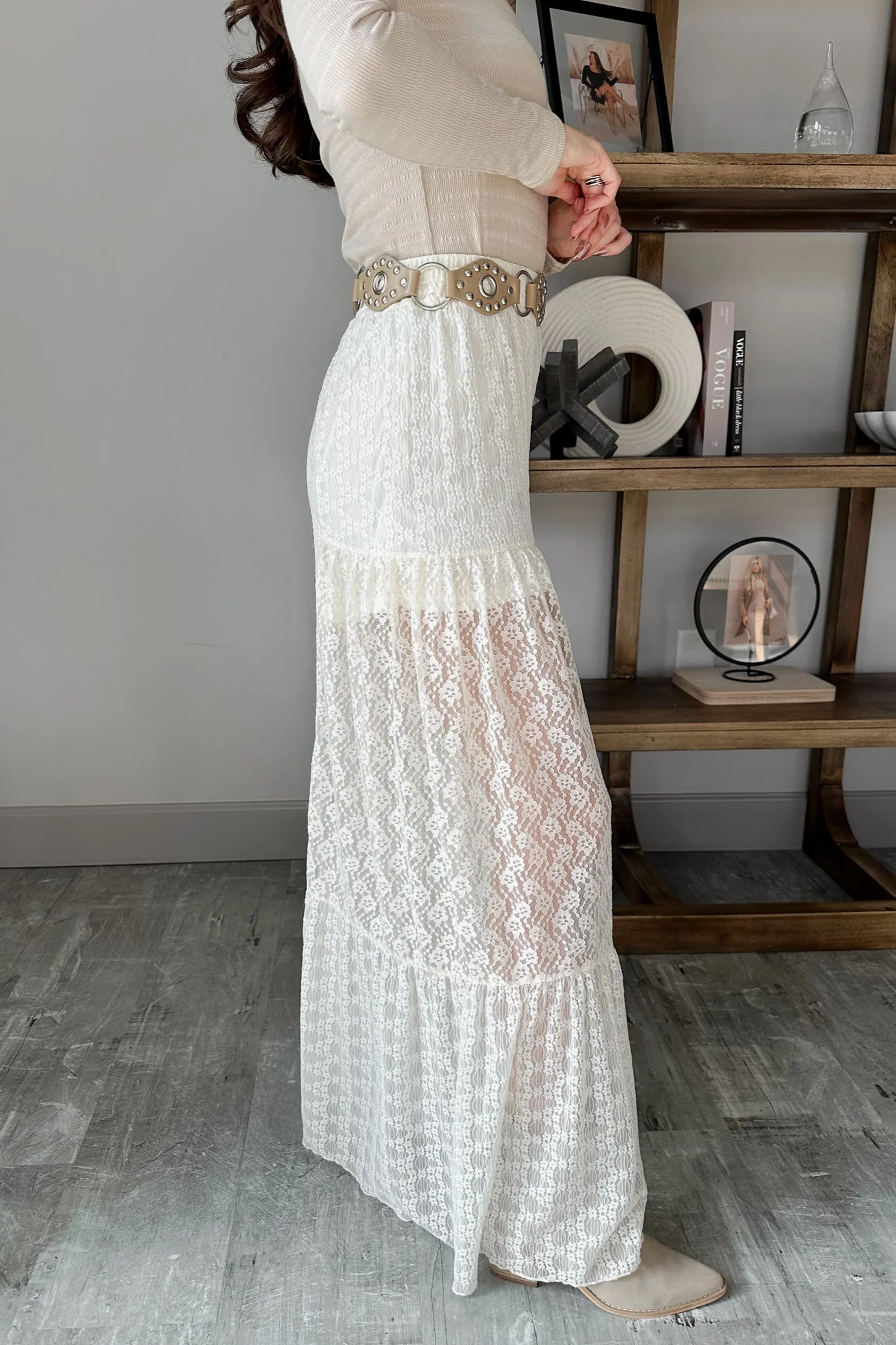 Stella Cream Lace Wide Leg Pant - Image 3