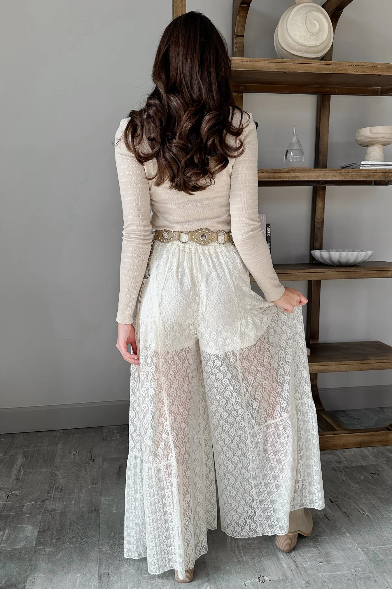 Stella Cream Lace Wide Leg Pant - Image 4