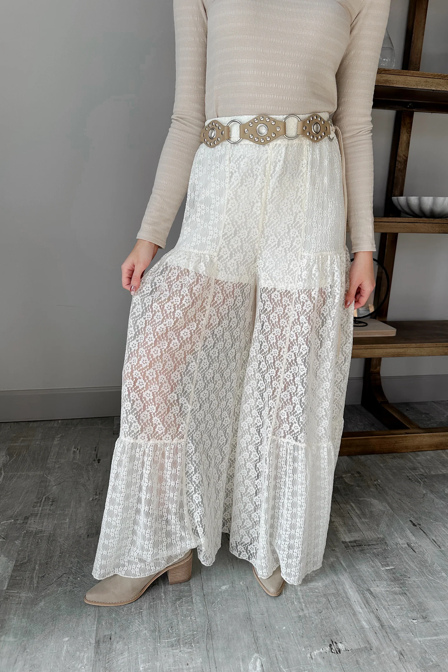 Stella Cream Lace Wide Leg Pant - Image 9