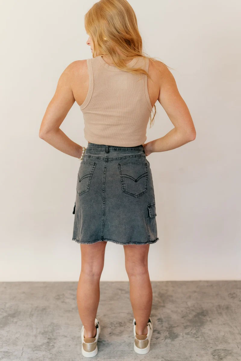Stella Taupe Raw-Hem Cropped Tank - Image 5